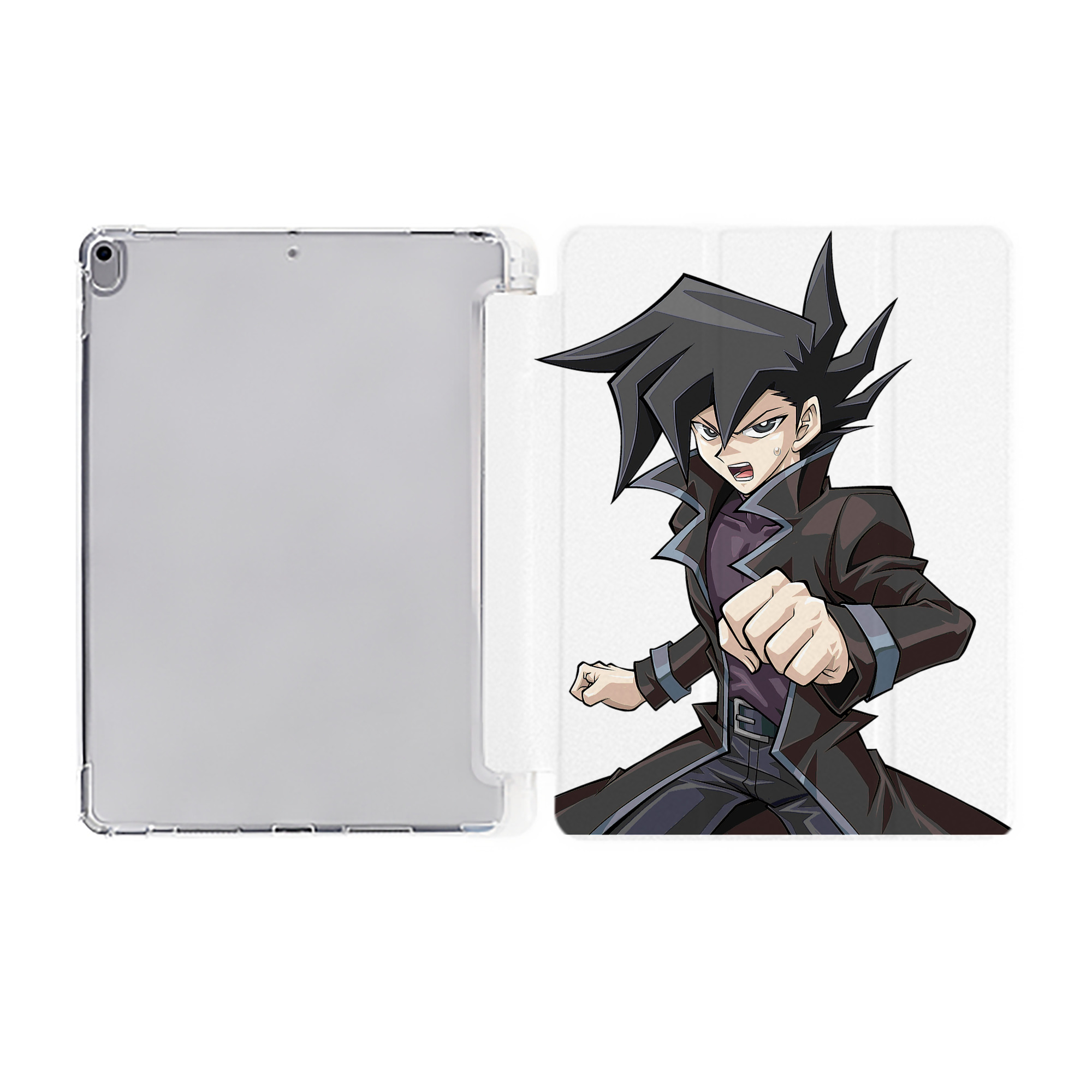 （画像用） 遊☆戯☆王 Yu-Gi-Oh! IPad ケース ペン収納付き 三つ折りスタンド PUレザー×シリコン 対応機種9.5/10.5/10.9インチ